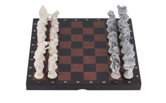 Шахматы "Русские сказки" лемезит, мрамор Шахматы "Русские сказки" лемезит, мрамор